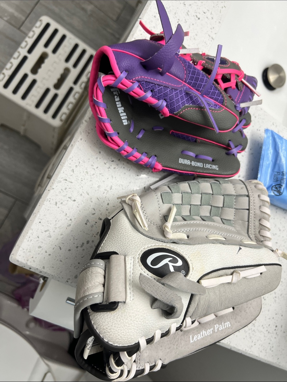 Rawlings Gray and White Leather Baseball Glove